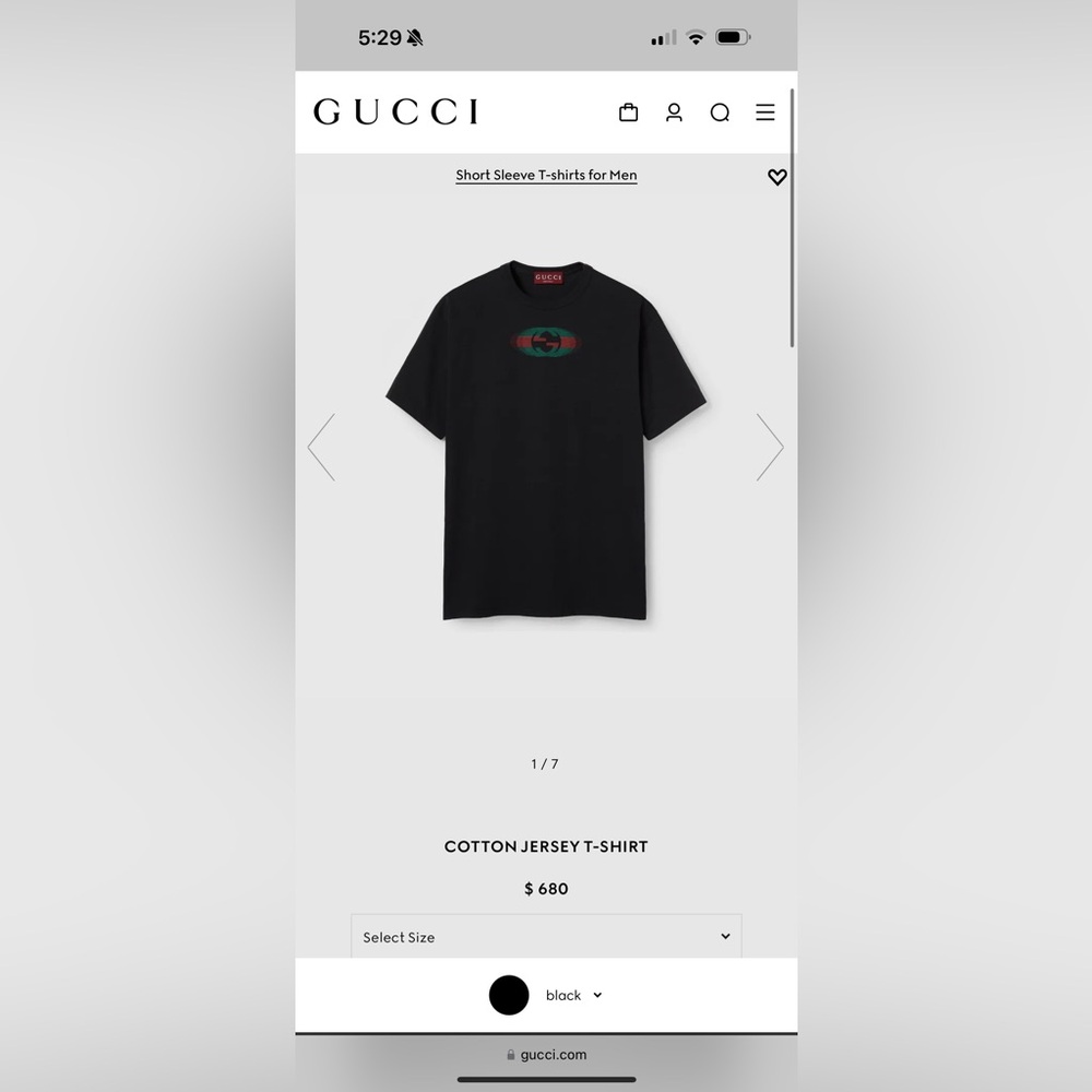 Gucci Black Short Sleeve Tee with Logo